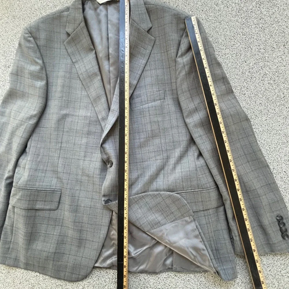 Samuelsohn Suit 50R 44x31+ Gray Super 110s Wool Glen Plaid Canada Luxury Classic